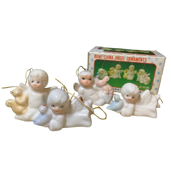Bone China Angel Ornaments Set of 4 Ornaments - Picture 2 of 12